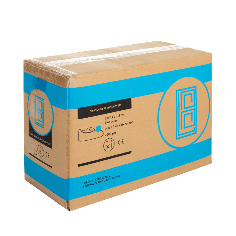 Blå PE-skoskydd (15x40 cm): Skydd för dina Golv - 20 Förpackningar med 2000 st